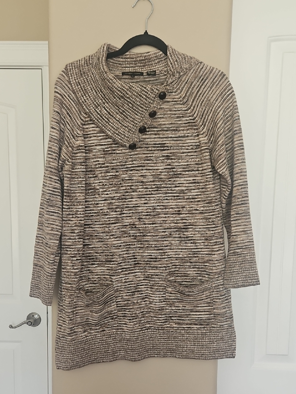 JEANNE PIERRE Marled Brown And Tan Tunic